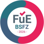 Siegel der Bescheinigungsstelle Forschungszulage (BSFZ) für geförderte Forschung und Entwicklung.